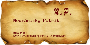Modránszky Patrik névjegykártya