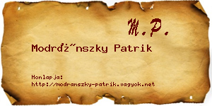 Modránszky Patrik névjegykártya